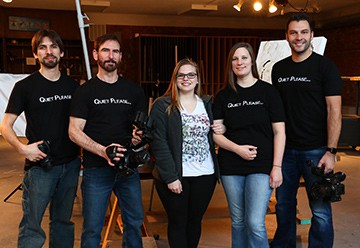 "Quiet, please" film crew with Jessica Gilbert '18