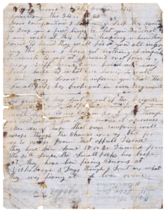 Letter from Isaac B. Coleman, a drummer with the 30th Alabama Infantry, to his wife and later widow, Nancy Coleman.