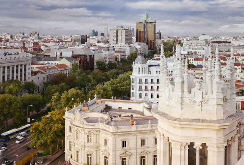 Overhead shot of the city of Madrid