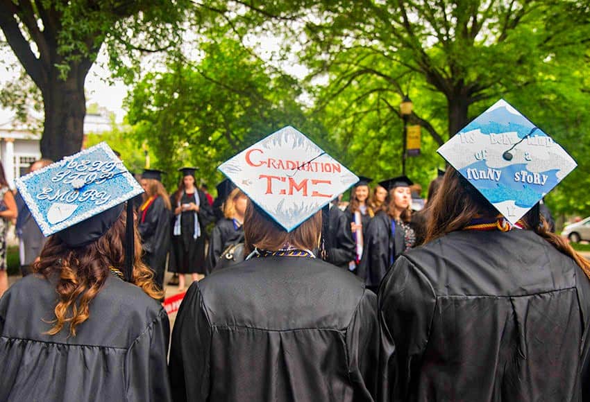 Photo of grads wearing mortar boards