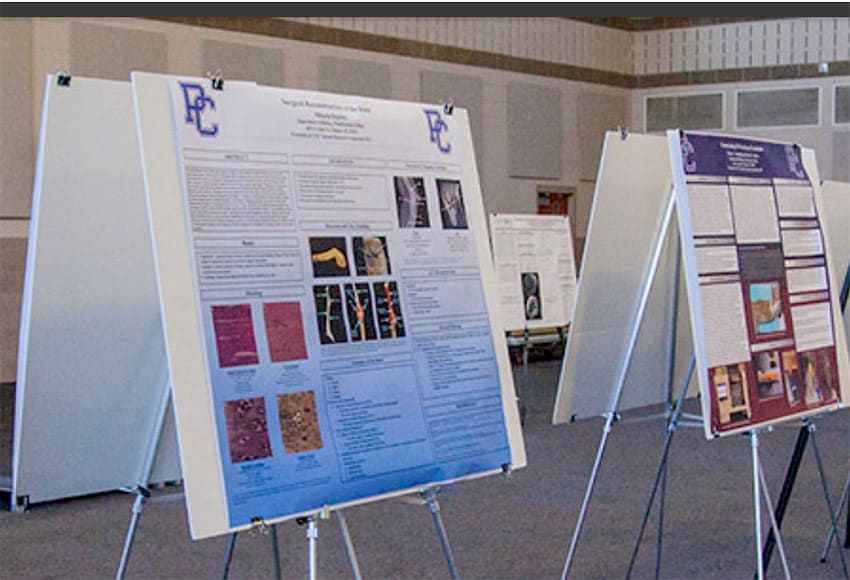 Presentation boards at research conference