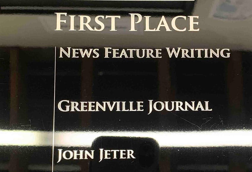 John Jeter News Feature Writing award