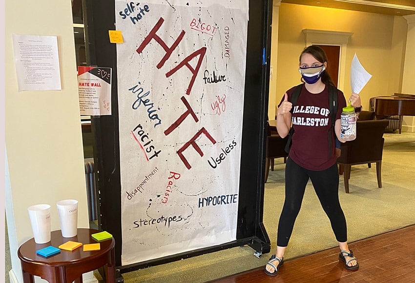 Sarah Moore poses with project poster