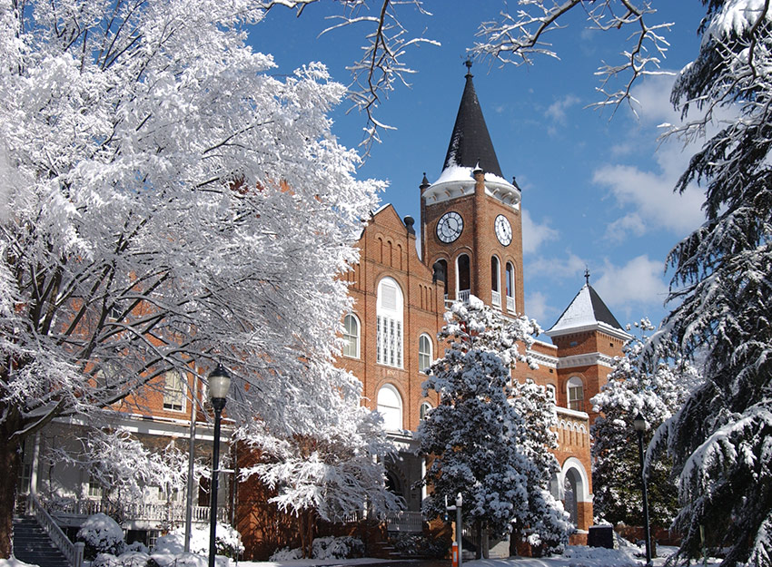 Converse campus covered in snow