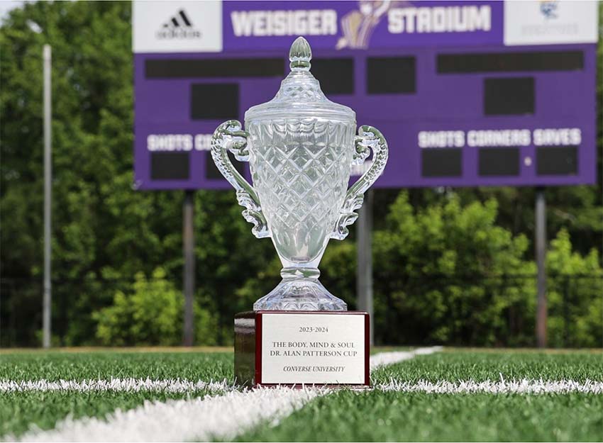 The coveted Patterson cup in Weisiger Stadium at the Converse campus.