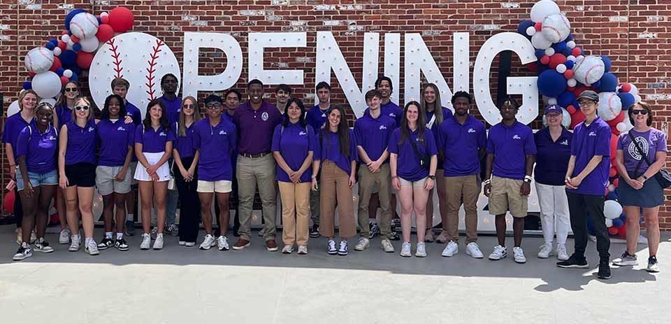 Converse students, staff, and faculty network with professionals of the Greenville Drive.