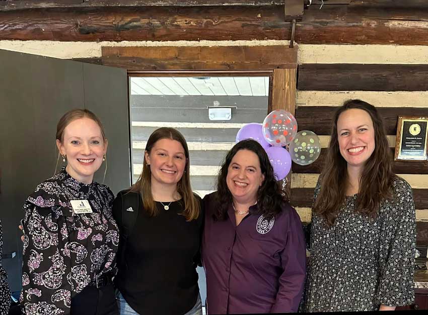 Chandra Hopkins, Caroline Blair, Emily Harbin, Angela Elder at the Miss Gee celebration event.