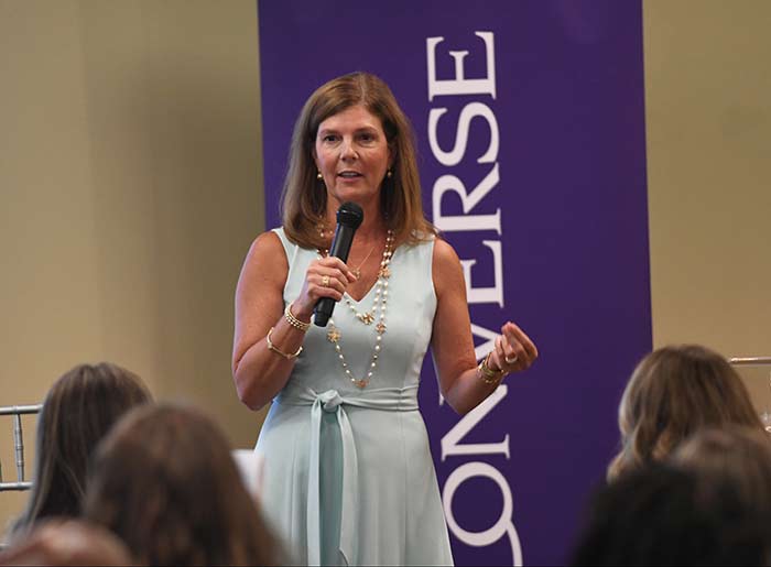 Lt. Governor Pamela Evette speaks to a group of attendees at the Converse University Women's Leadership conference