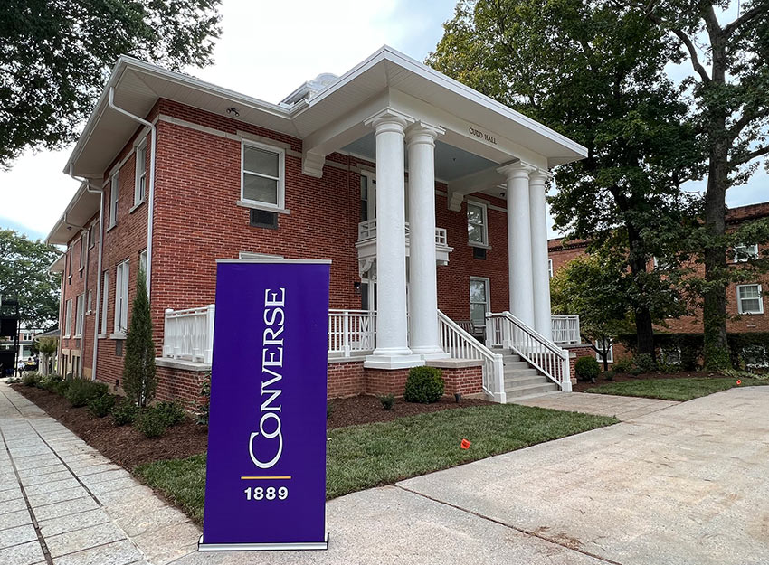 Exterior angled view of Cudd Hall after the transformation.
