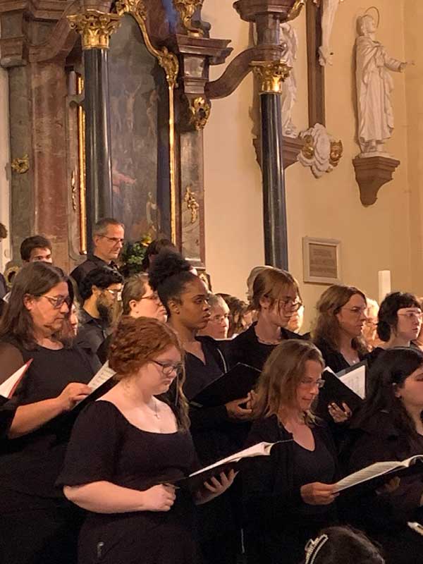 Converse music students singing for an audience at Germany's Festival Week of Classical Music in Oppenau, Germany.