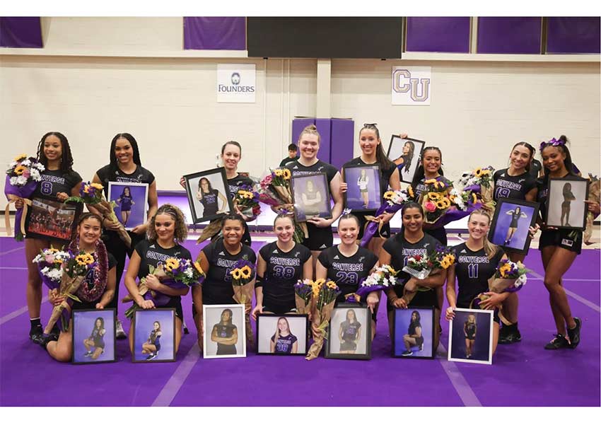 A group photo of Converse Acrobatics and Tumbling team before an event.