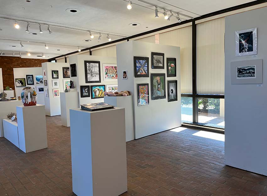Interior view of Milliken Art Gallery and the Emerging Artists exhibition.